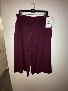 DKNY Women's Wide Leg Drawstring Lounge Pants in Burgundy